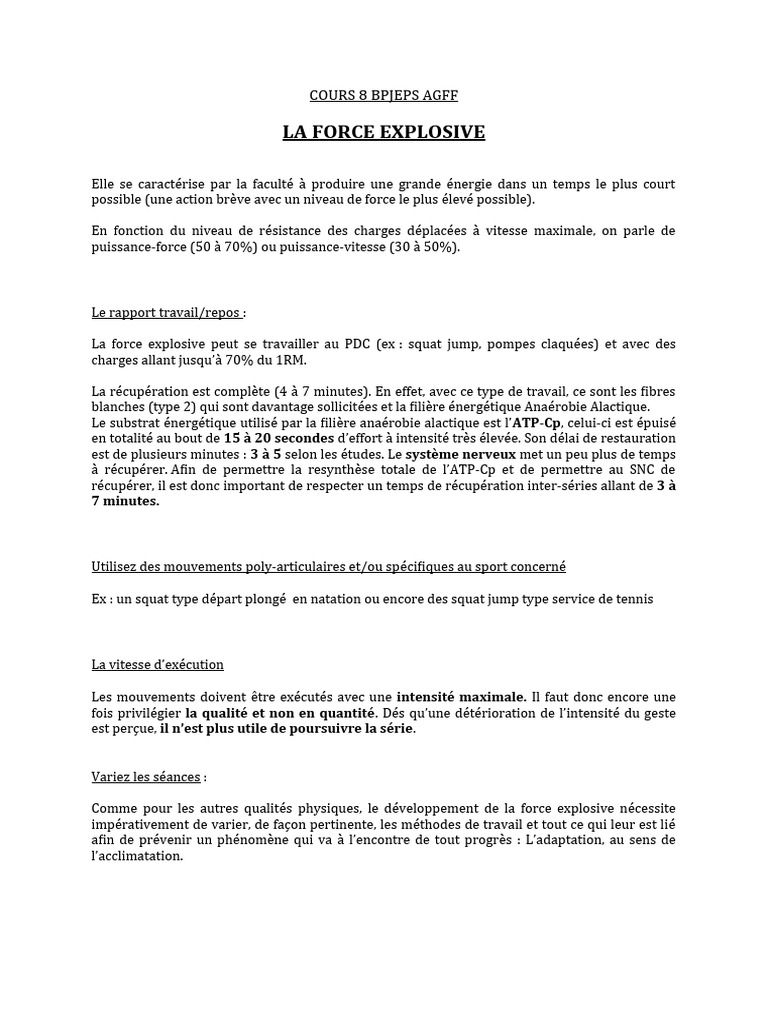 Développement de la Force Explosive | PDF | Muscle