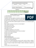 Avaliação Diagnóstica PORTUGUÊS 8º Ano - Docx GABARITO