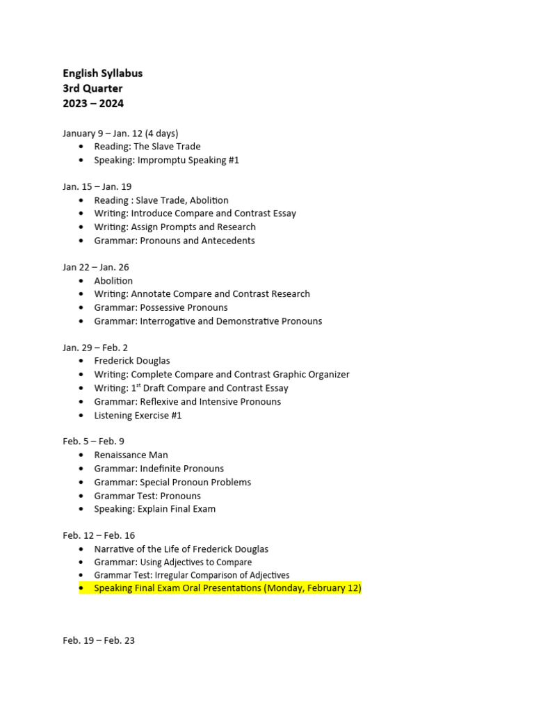Syllabus+3rd+Quarter+ (Revised) | PDF