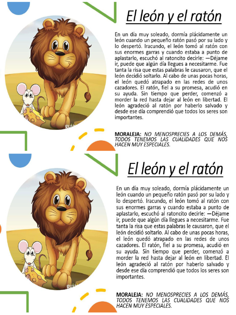 El Leon y El Raton Fabula | PDF