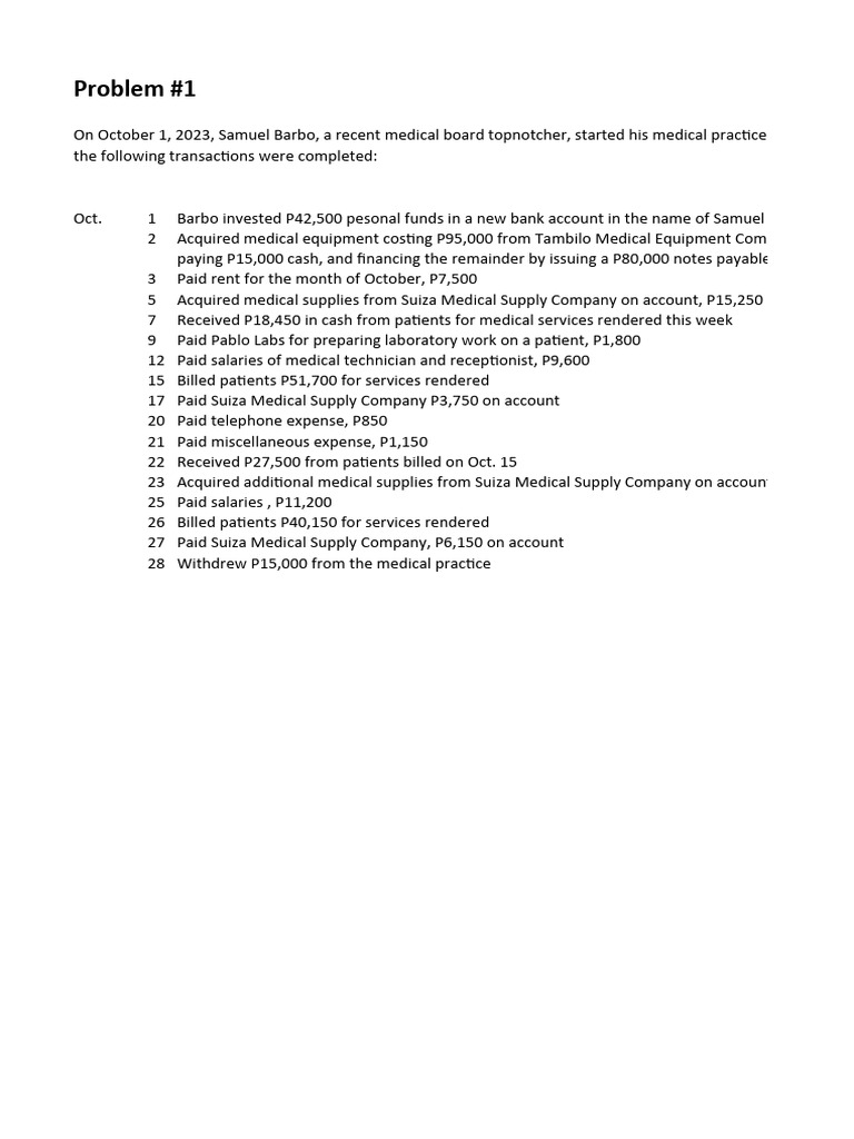 Medical Practice Transaction Analysis | PDF | Debits And Credits ...