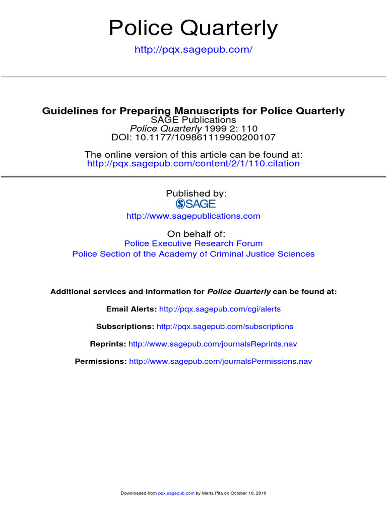 Police Quarterly Submission Guidelines Pdf Citation Academic Journal
