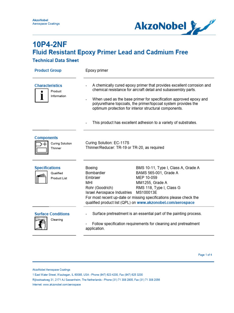 10P4-2NF Epoxy Primer Technical Data | PDF | Materials | Industrial ...
