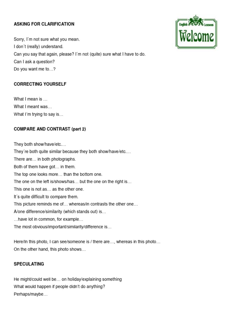 Expressions Speaking Pdf Reason Argument