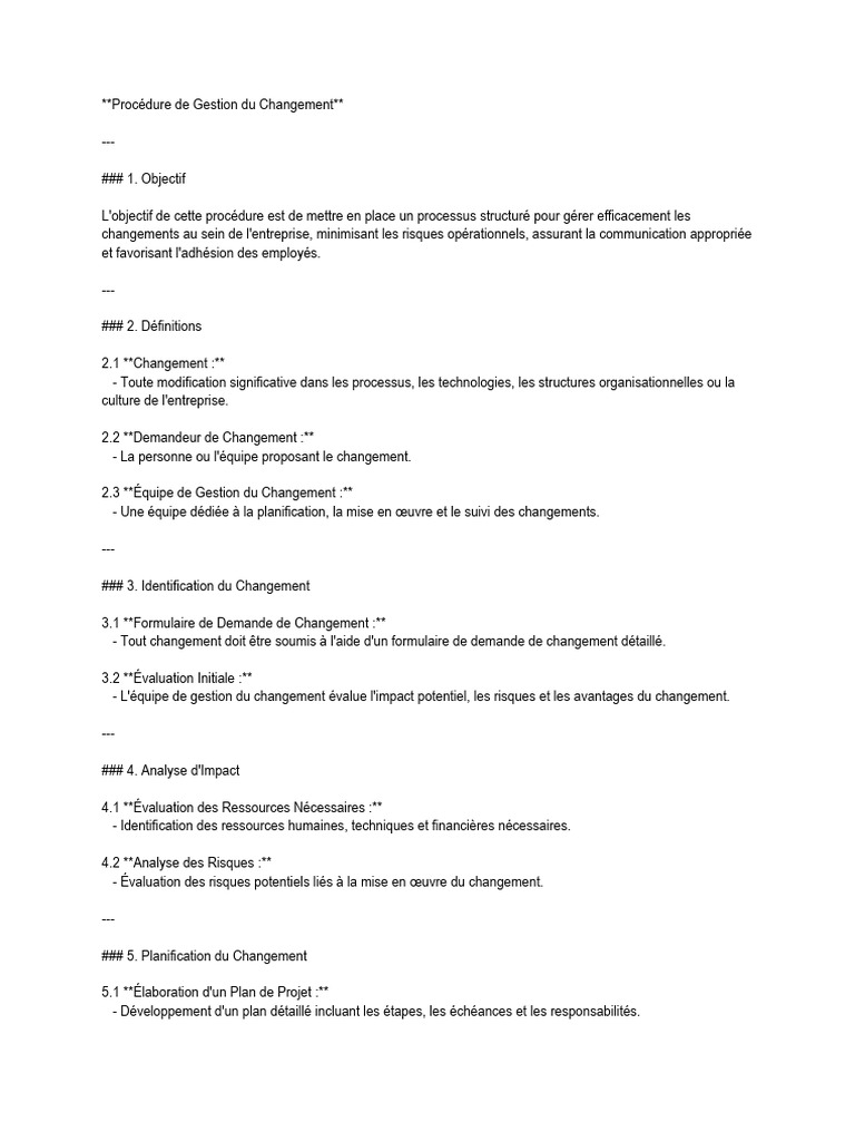 Procédure de Gestion Du Changement | PDF