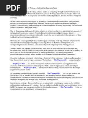 Hybrid Cars Research Paper