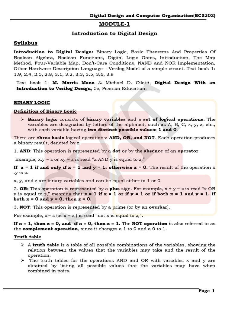 Ddco Complete Notespdf | PDF | Logic Gate | Boolean Algebra