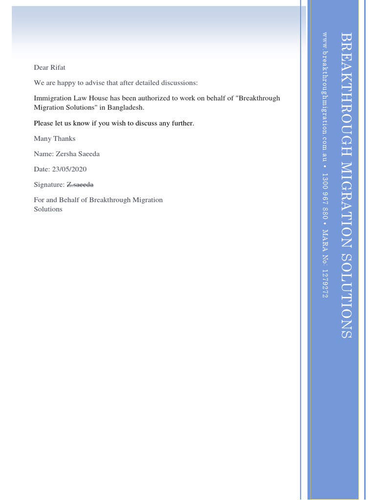 Letter of Authority | PDF