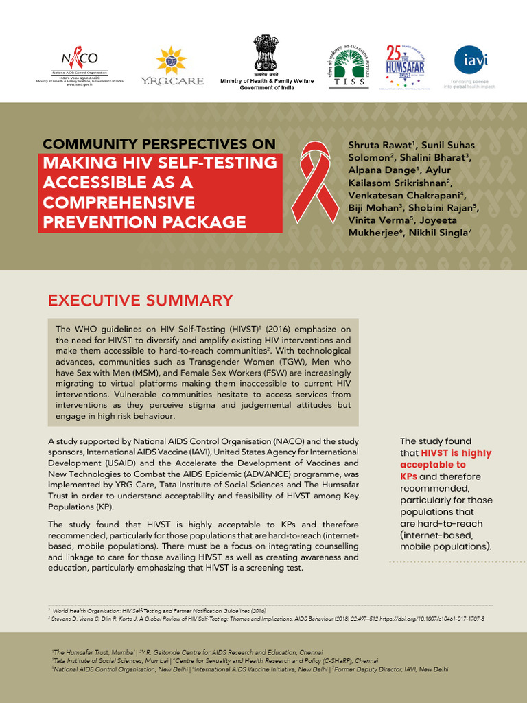 Making Hiv Self-Testing Accessible As A Comprehensive Prevention ...