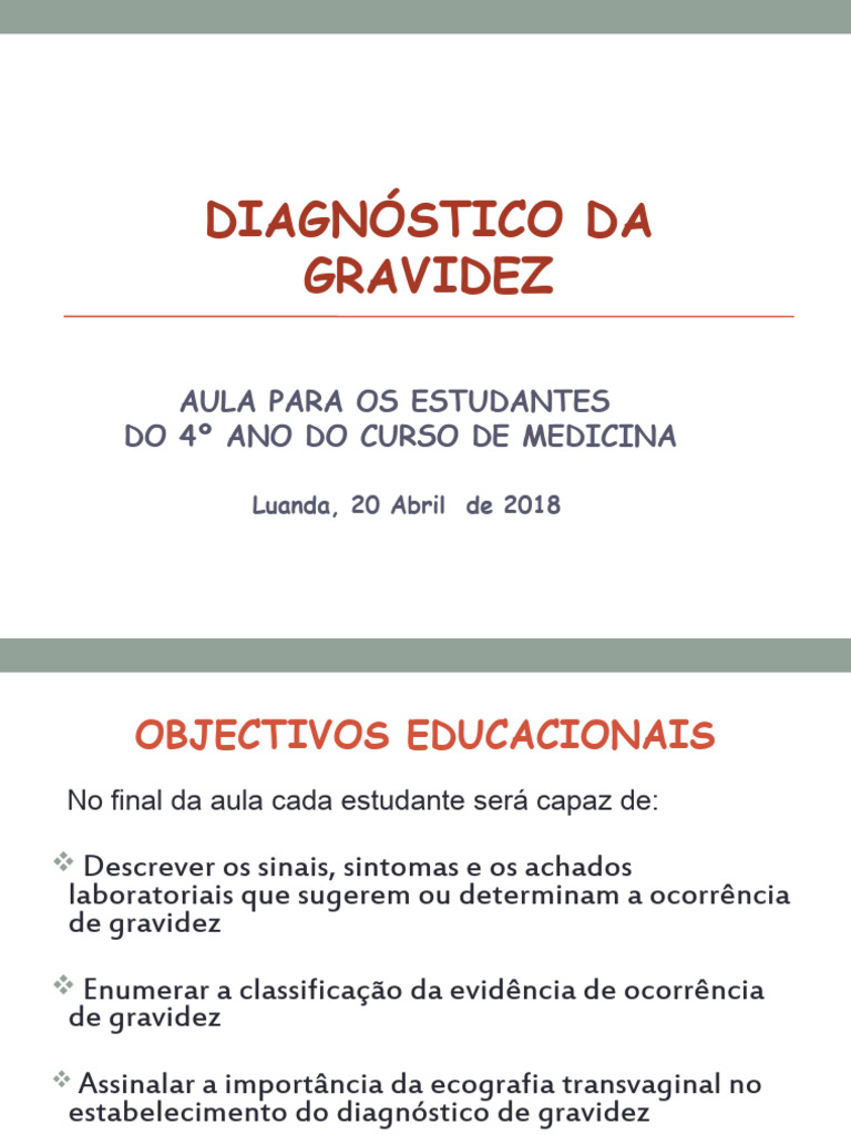Diagnóstico de Gravidez para Estudantes | PDF | Gravidez | Gravidez humana