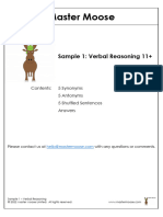 11 Plus Free Sample 1 Verbal Reasoning