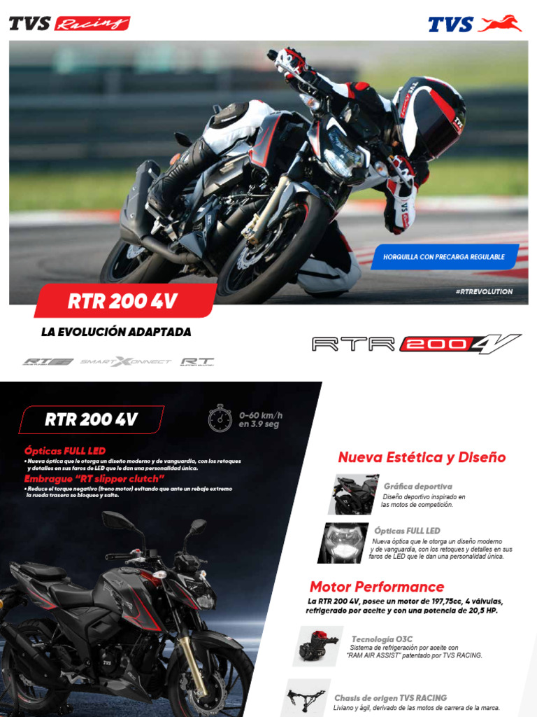 RTR 200 4V: Moto Deportiva con Tecnología Avanzada | PDF | Embrague ...