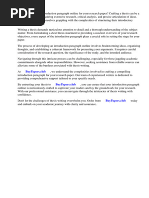 Introduction Paragraph Outline Research Paper