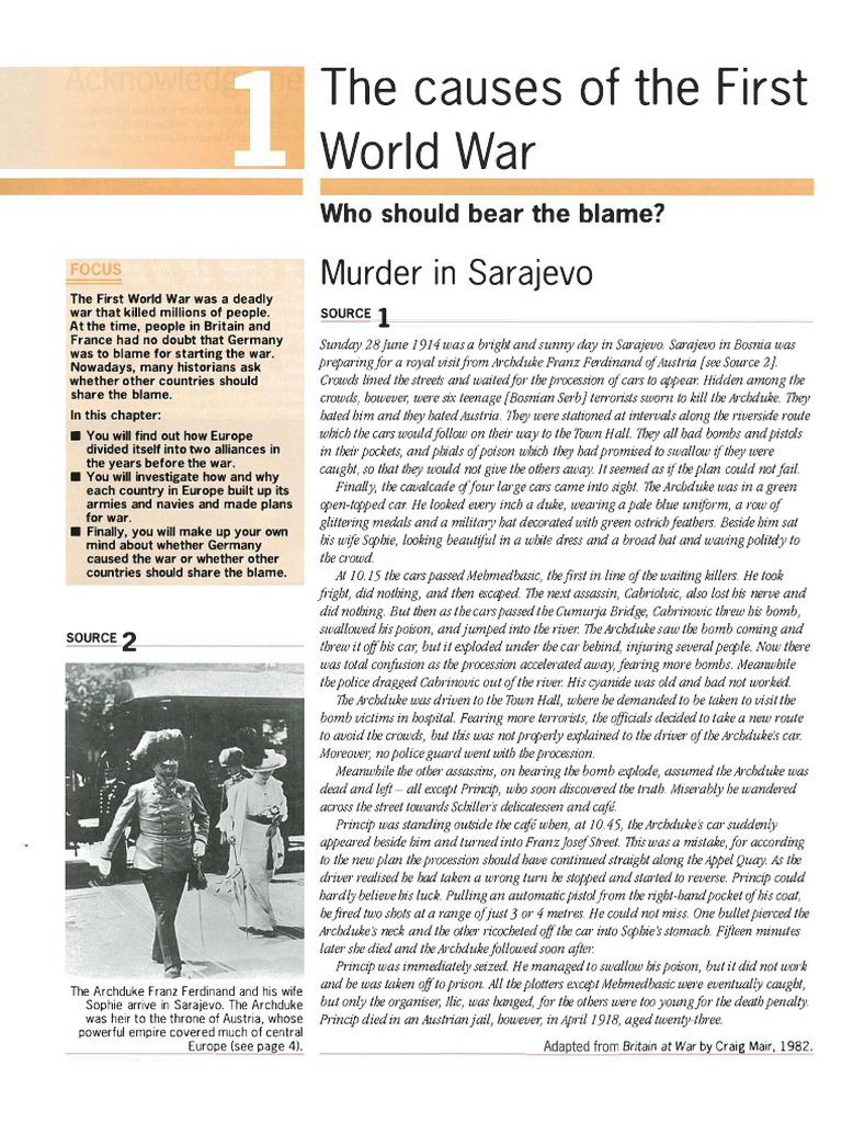 The Causes of The First World War | PDF