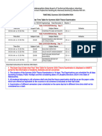 Time Table For Summer 2024 Theory Examination