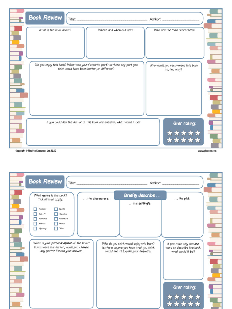 KS2 Book Review Template | PDF