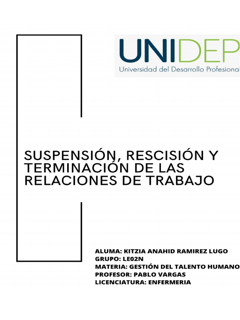Suspensión, Rescisión y Terminación Laboral | PDF | Derecho laboral ...
