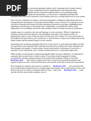 Research Paper Conclusion Paragraph Outline