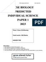 Biology TRIPLE SCIENCE 1 2023 PREDICTED