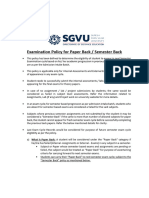 SGVU Examination Policy For Paper Back and Semester BAck