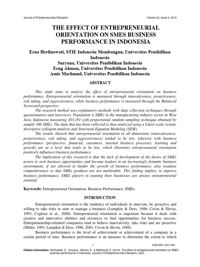 The Effect of Entrepreneurial Orientation On 1528 2651 22 5 461 Min ...