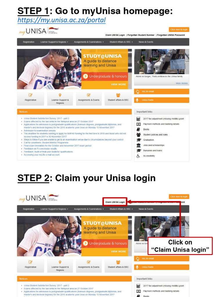 Claiming Your UNISA MyLife Login | PDF | Cyberspace | Security Technology