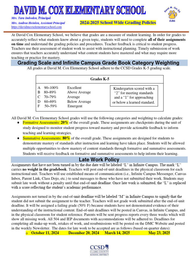 Cox David 902 Grading Policies 20242025 PDF