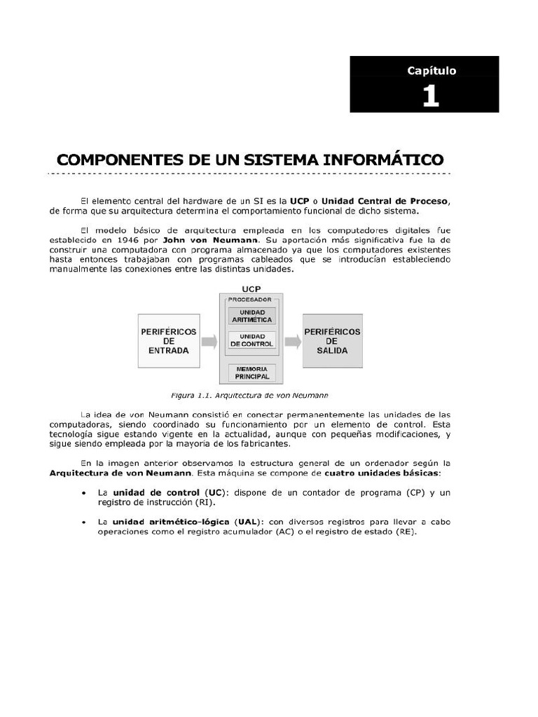 Capitulo 1. Componentes de Un Sistema Informático | PDF