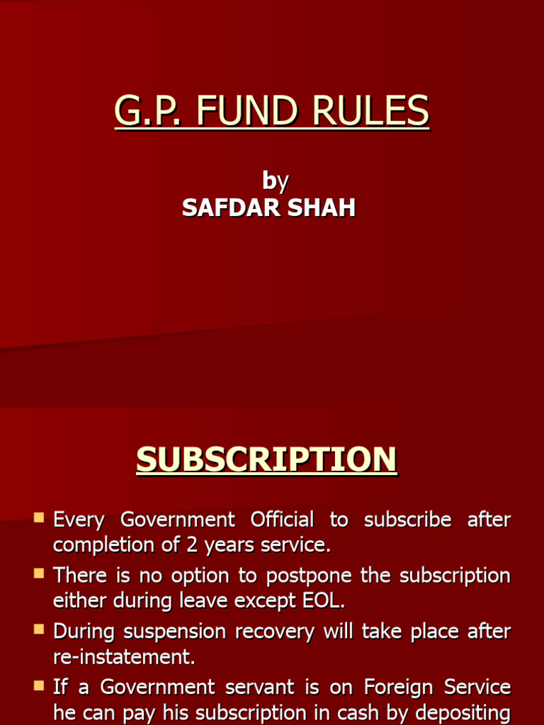 G.P. Fund Rules and Withdrawal Guidelines | PDF