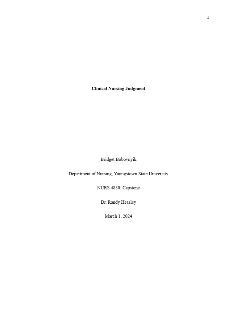 Clinical Nursing Judgment Paper | PDF