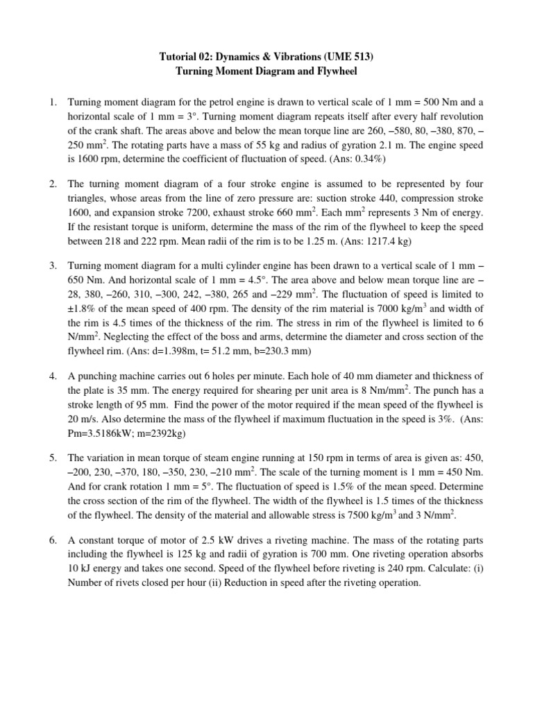 Flywheel Dynamics and Turning Moment Analysis | PDF | Torque | Engines