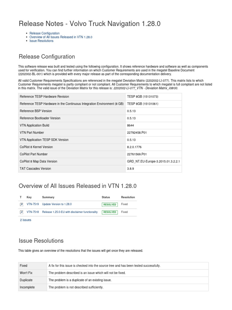 Volvo Truck Navigation 1.28.0 Release Notes | PDF | Software ...