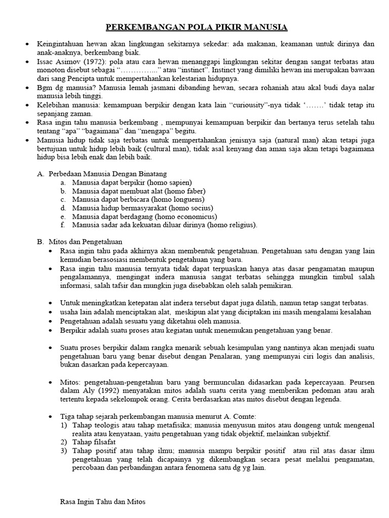 Perkembangan Pola Pikir Manusia Pdf