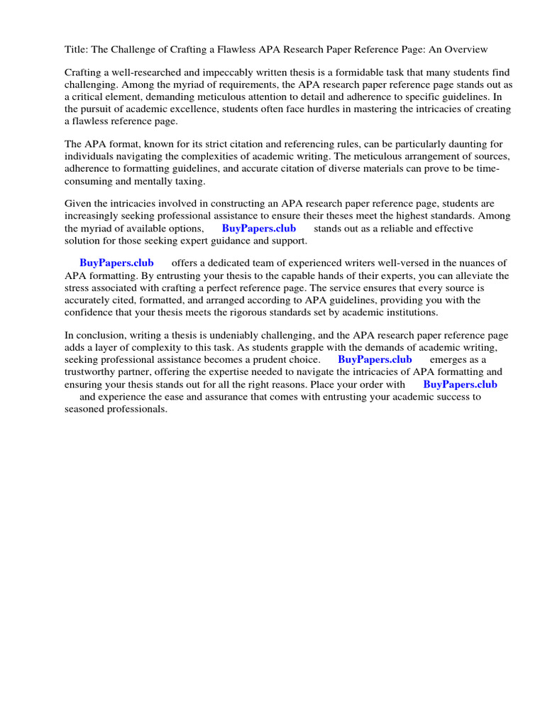 Apa Research Paper Reference Page Example | PDF | Apa Style | Citation