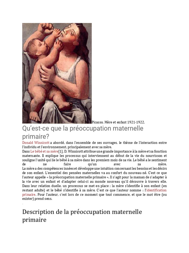 Preoccupation Maternelle | PDF | Nourrisson | Sciences comportementales