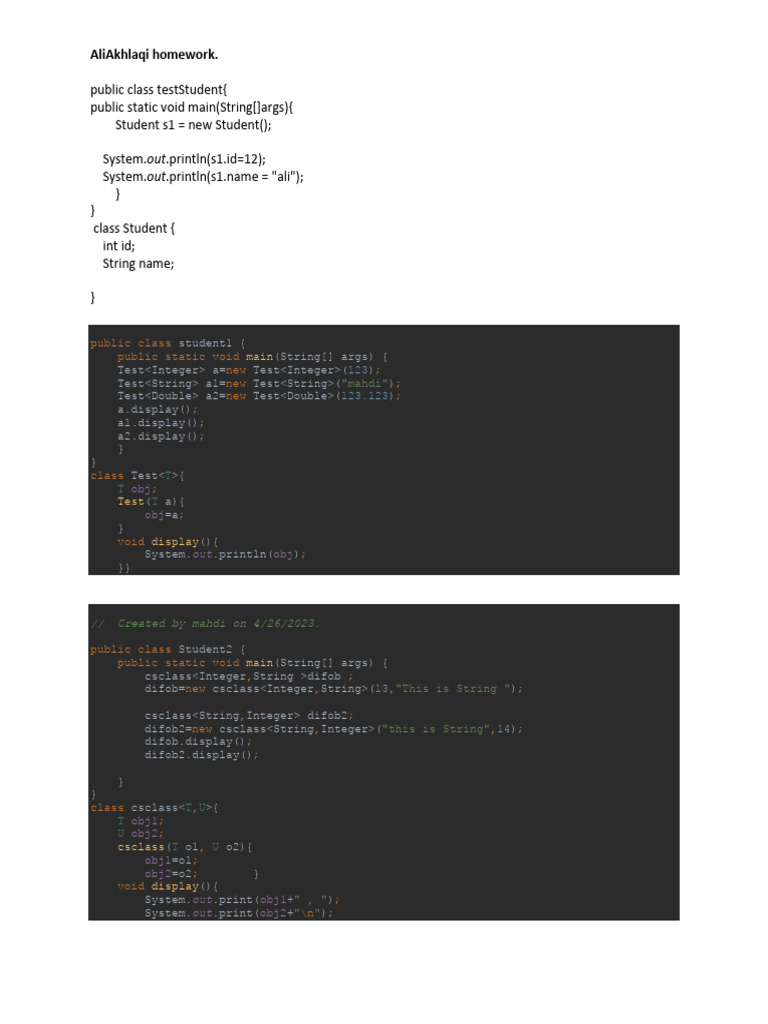 Ali Akhlaqi Homee Work | PDF | Programming | Constructor (Object ...