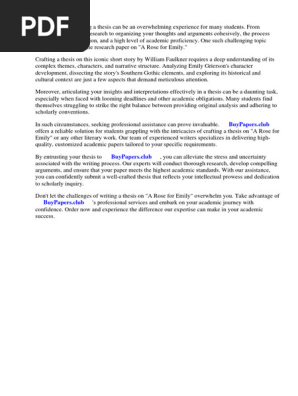 Research Paper on a Rose for Emily