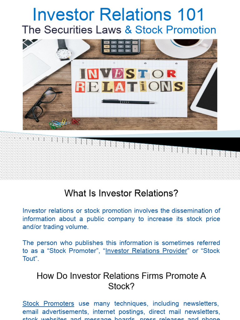 Investor Relations & Securities Laws | PDF | Securities (Finance) | Stocks