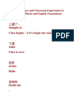 Common Phrases and Classroom Expressions in Chinese in CH en Pinyin1