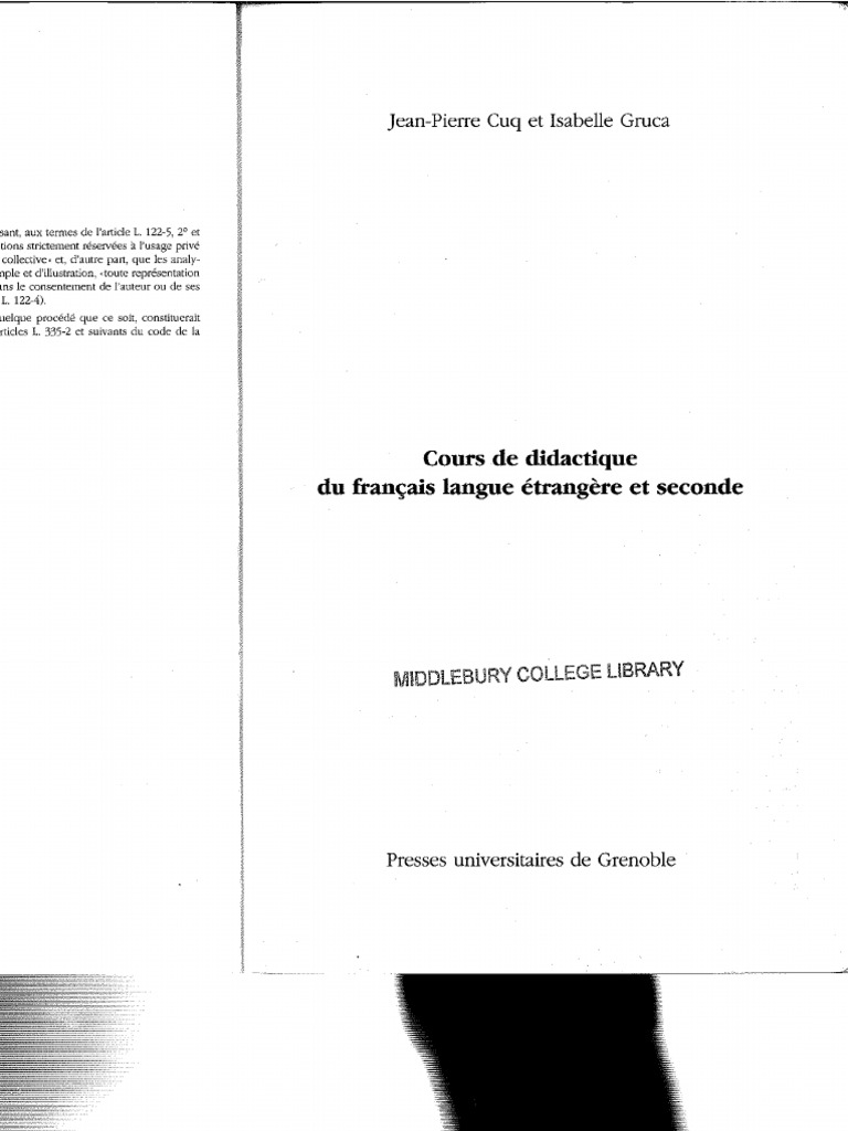 Cuq Gruca (2002) Cours de Didactique Du Fle | PDF