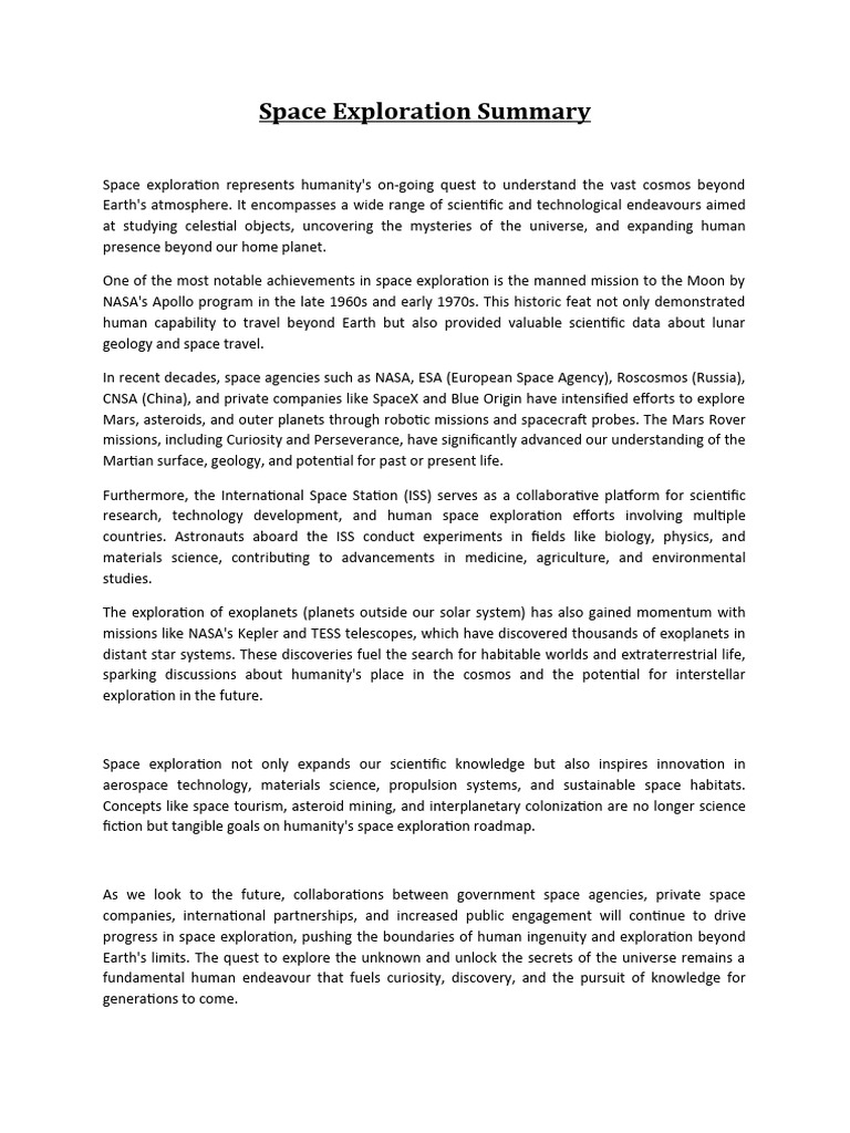 Space Exploration Pdf Space Exploration Nasa