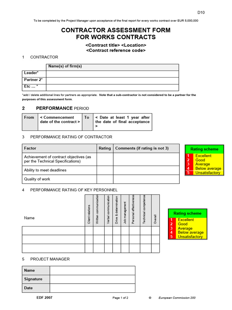 Contractor Assessment Form Template | PDF