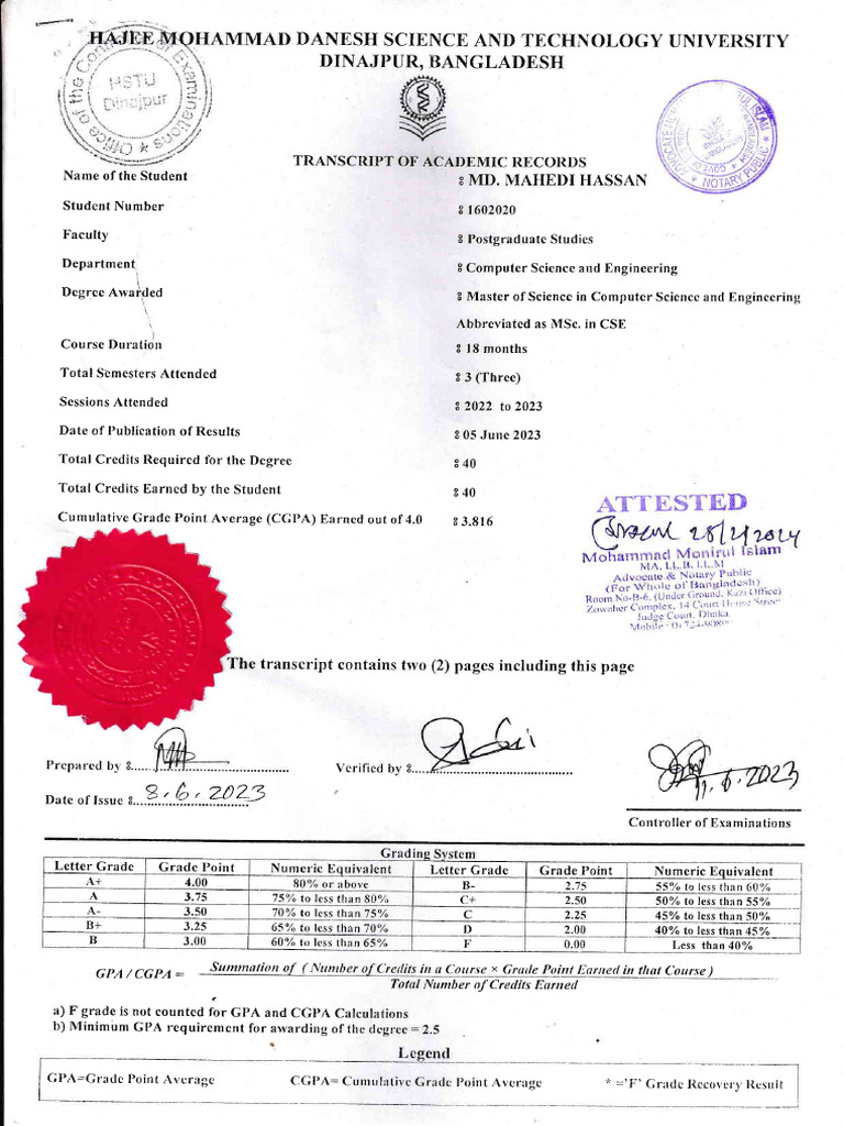 BSC Trancript Merged | PDF | Course Credit | Engineering