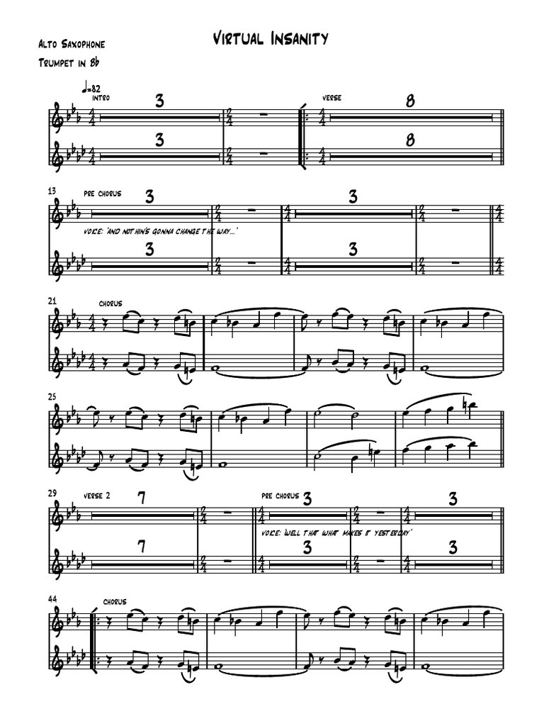 5 Virtual Insanity Alto Saxophone Trumpet in BB | PDF