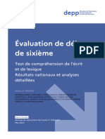 Valuation de D But de Sixi Me - Test de Compr Hension de L Crit Et de Lexique - R Sultats Nationaux Et Analyses D Taill Es 155615