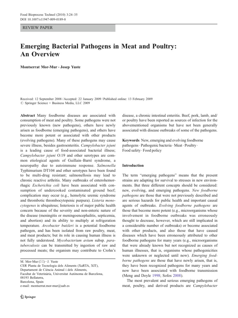 Emerging Bacterial Pathogens in Meat and Poultry PDF Salmonella