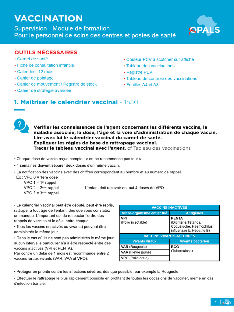 Formation sur le Calendrier Vaccinal au Maroc | PDF | Vaccination | Vaccins