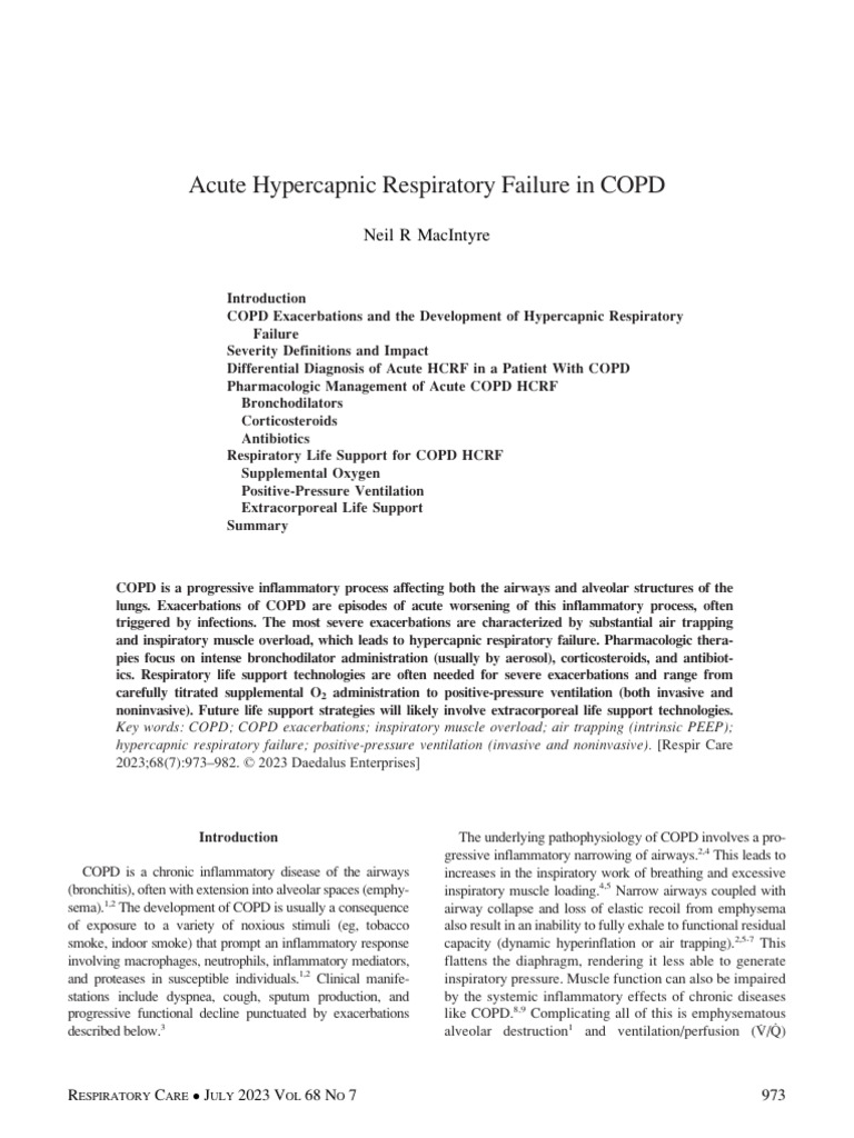 COPD Hypercapnic Failure Guide | PDF | Chronic Obstructive Pulmonary ...