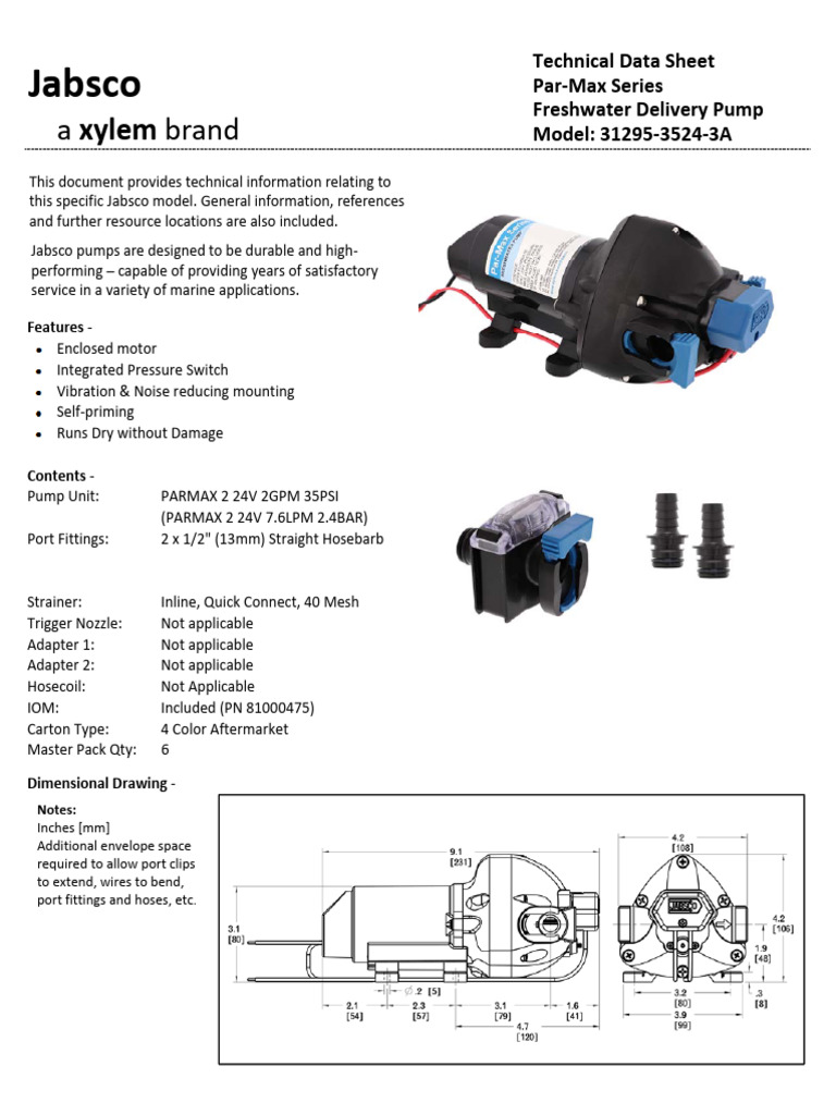 Par-Max 31295 Pump Technical Data | PDF | Pump | Valve