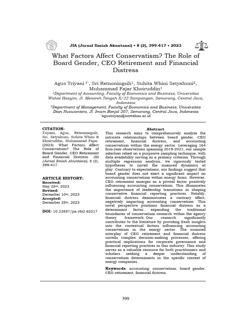 Factors Influencing Accounting Conservatism | PDF | Business | Finance ...
